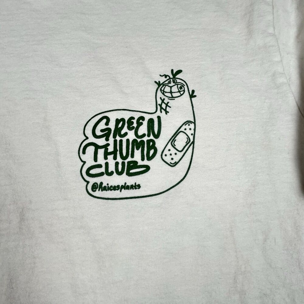 Green Thumb Club on Shaka Wear Cropped Cotton T-shirt Cream & Green Graphic Med - Picture 4 of 8